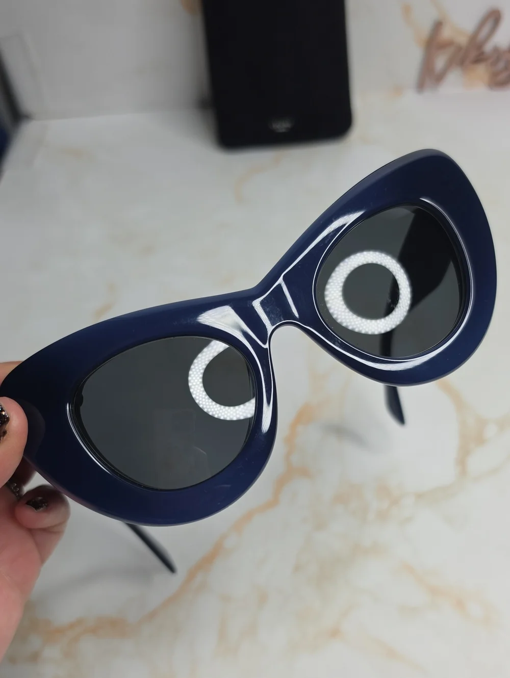 Celine Papillon Oversized Cat Eye Sunglasses Navy With Case